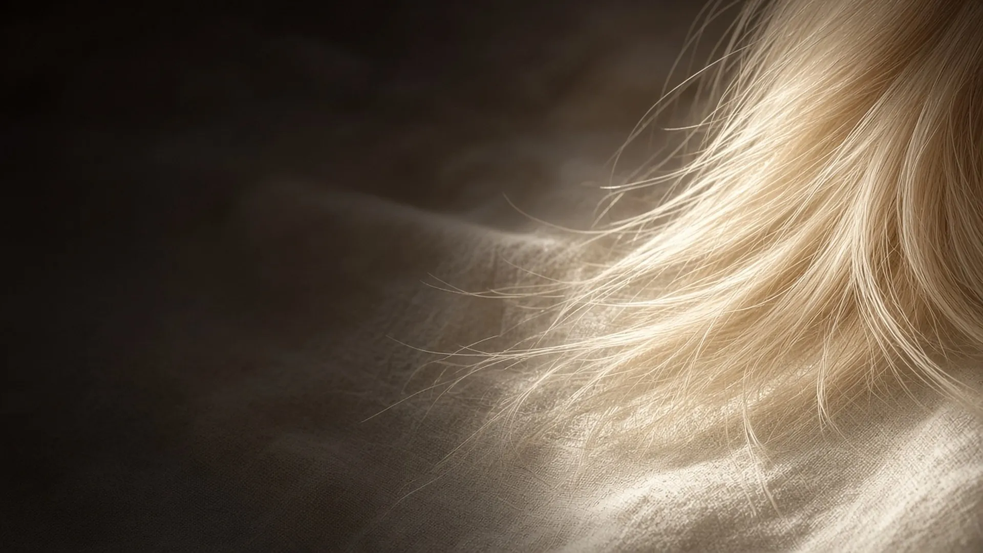 Fine hair strands glowing in soft backlight