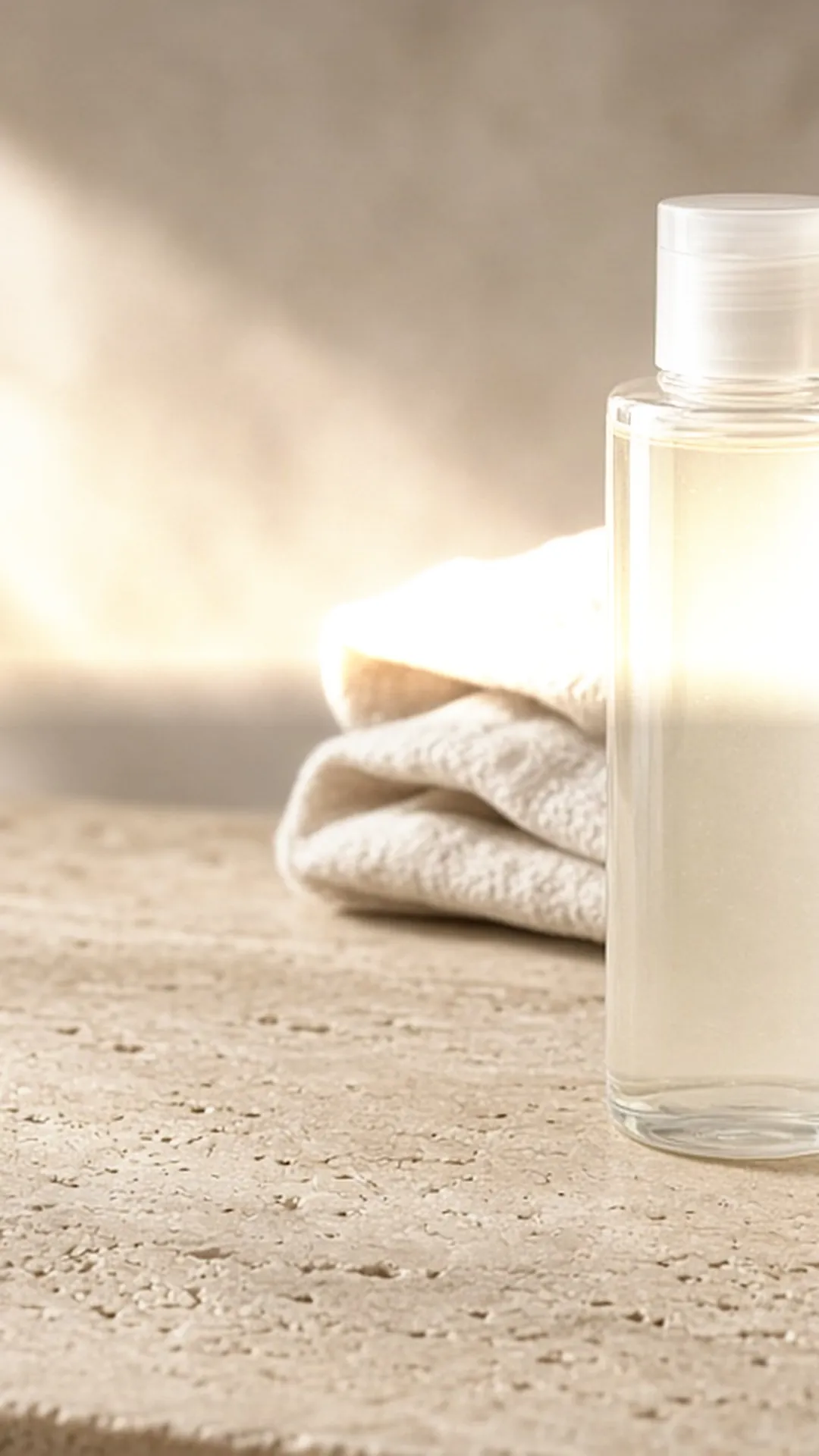 Clear shampoo bottle beside a mound of white lather