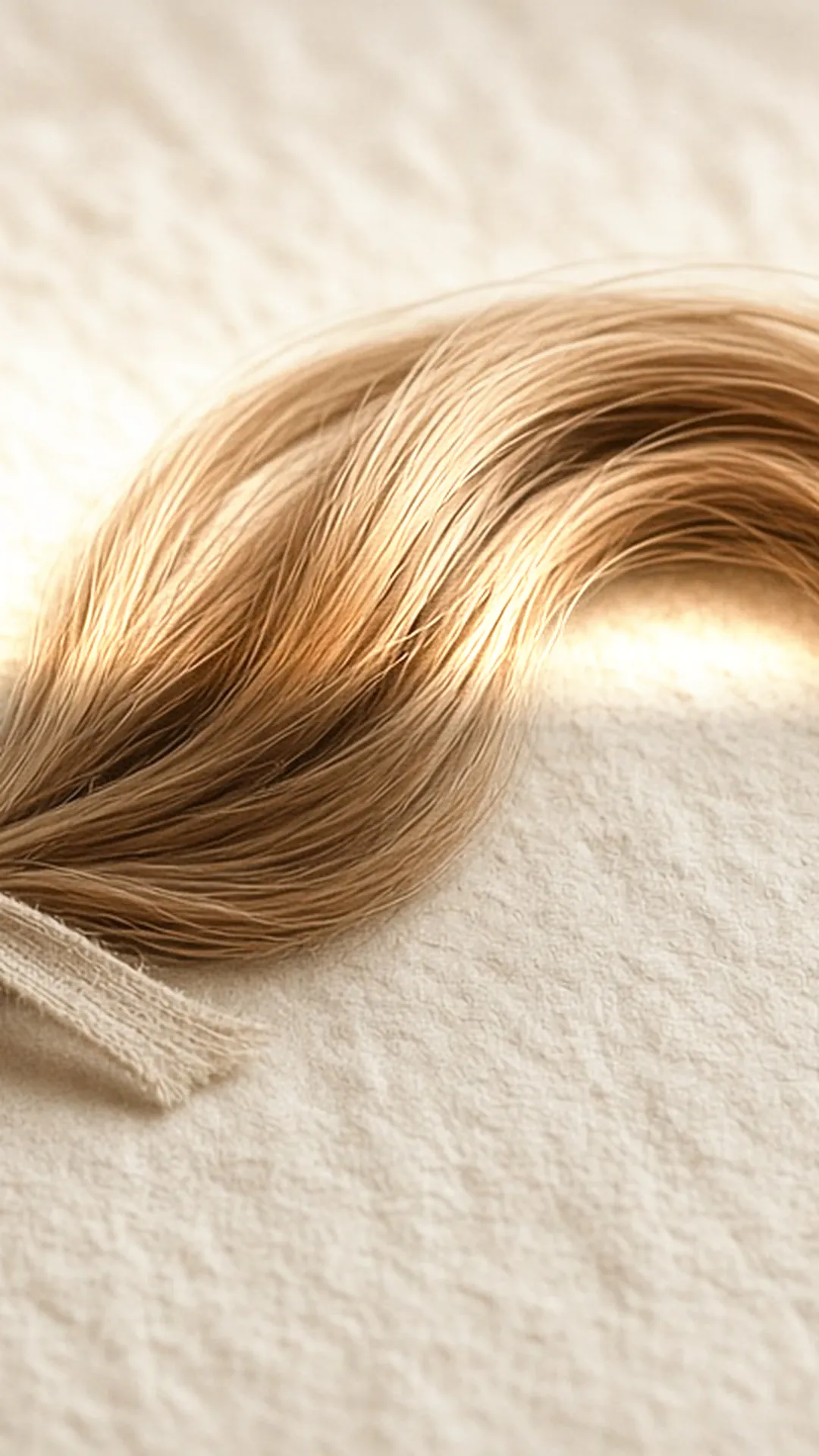 Fine strands of hair laid in a curve on cream paper
